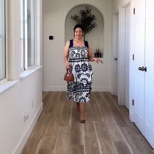 Blue and white floral dress